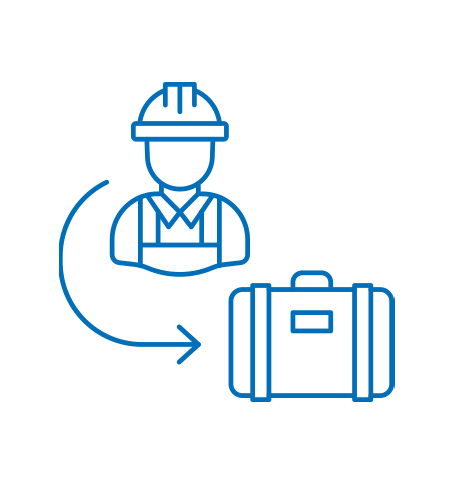 Icon eines Flugzeugs auf einem Förderband, das Tätigkeiten in der Bodenabfertigung symbolisiert.
