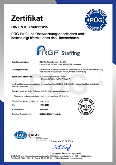 Zertifizierung nach DIN EN ISO 9001 - für Arbeitnehmerüberlassung & Personalvermittlung