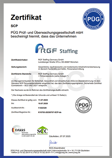 Zertifizierung nach SCP – Sicherheits-Zertifikat-Personaldienstleister